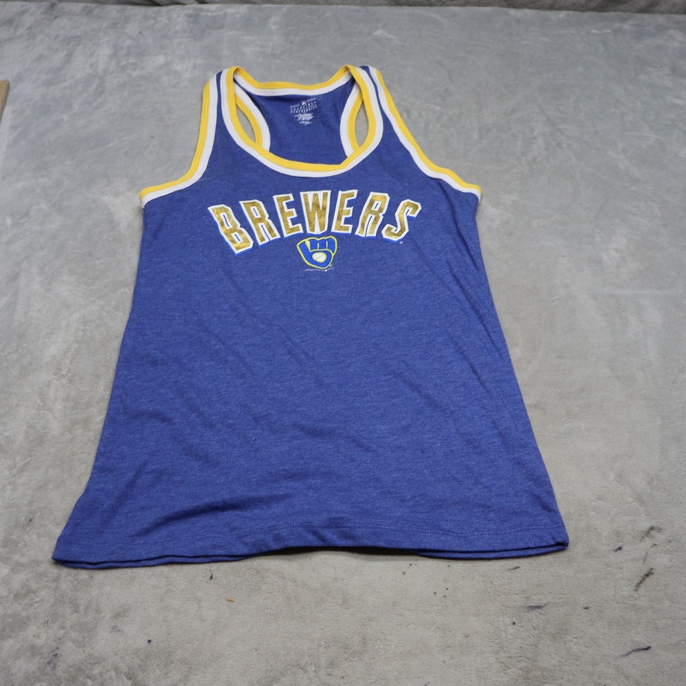 Milwaukee Brewers Shirt Womens Medium Campus Lifestyle Blue MLB Sleeveless Tank